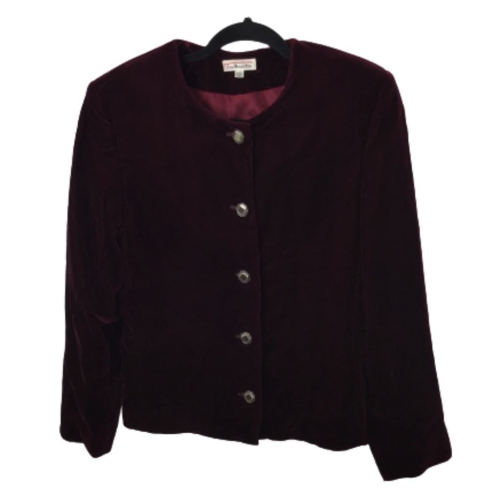 Vintage Talbots Women’s 12 Burgundy Velvet Blazer Lined Holiday Jacket